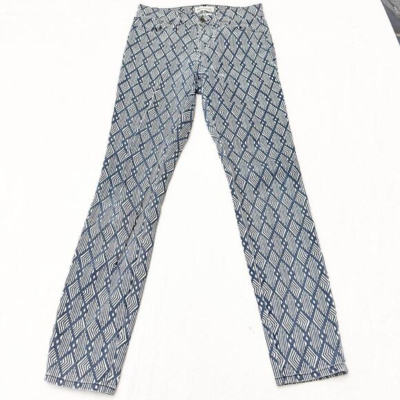Madewell High Riser Skinny Patterned Blue Jean Denim Pants Size 25 - Picture 2 of 8